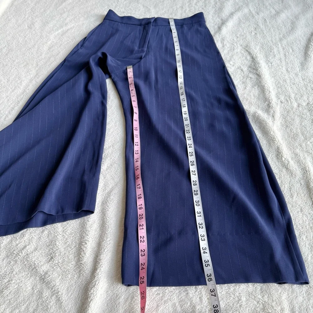 M.M. Lafleur The Zhou Culotte Navy Blue Striped Wide Leg Pants S (4) - Picture 4 of 12